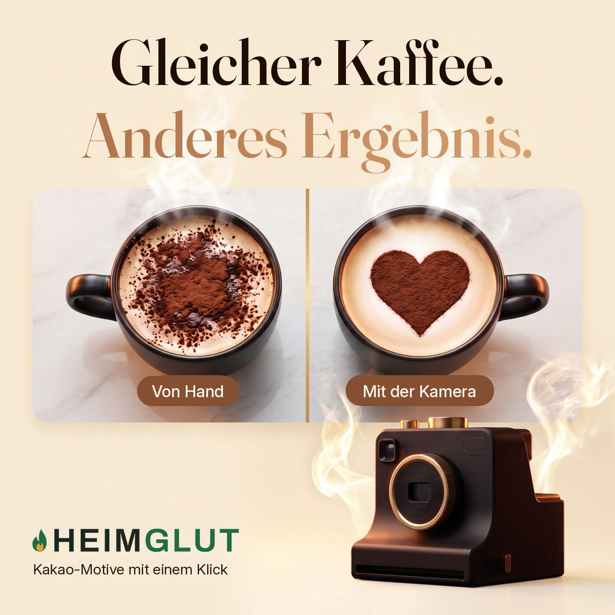 Gleicher Kaffee, anderes Ergebnis: von Hand oder mit der Kamera