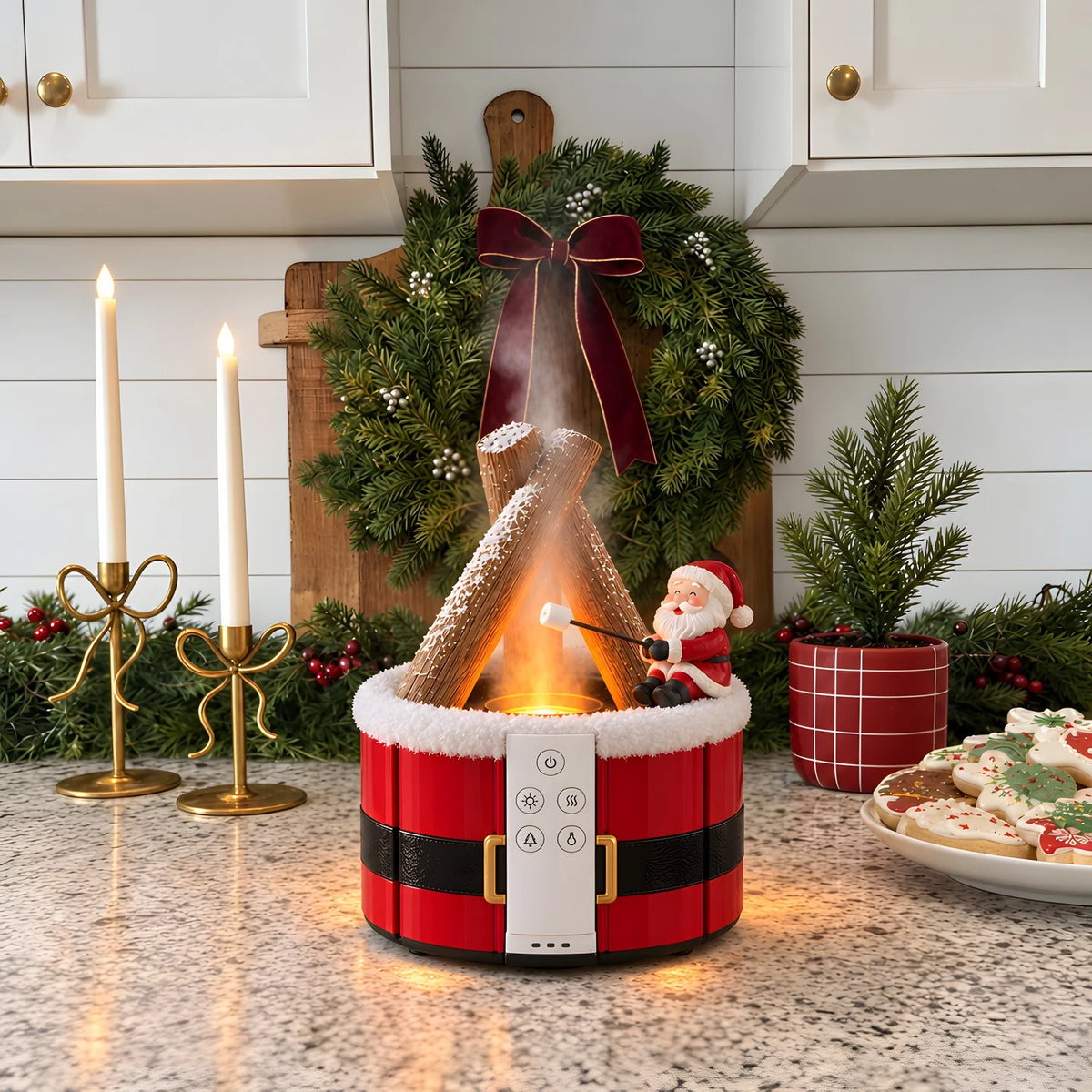 Kamin-Diffusor Weihnachtsmann leuchtet in der Küche